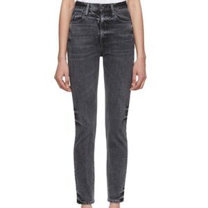 SLVRLAKE Beatnik High Waisted Slim Straight Leg Jeans in Washed Black Revolve